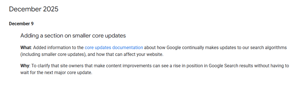 Google: Cập nhật cốt lõi quy mô nhỏ sẽ diễn ra liên tục