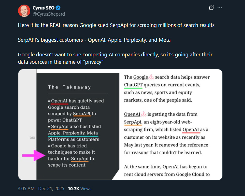 Google kiện SerpApi vì cào dữ liệu và vi phạm bản quyền