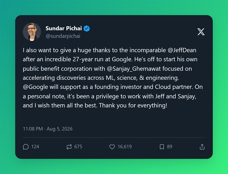 Jeff Dean rời Google