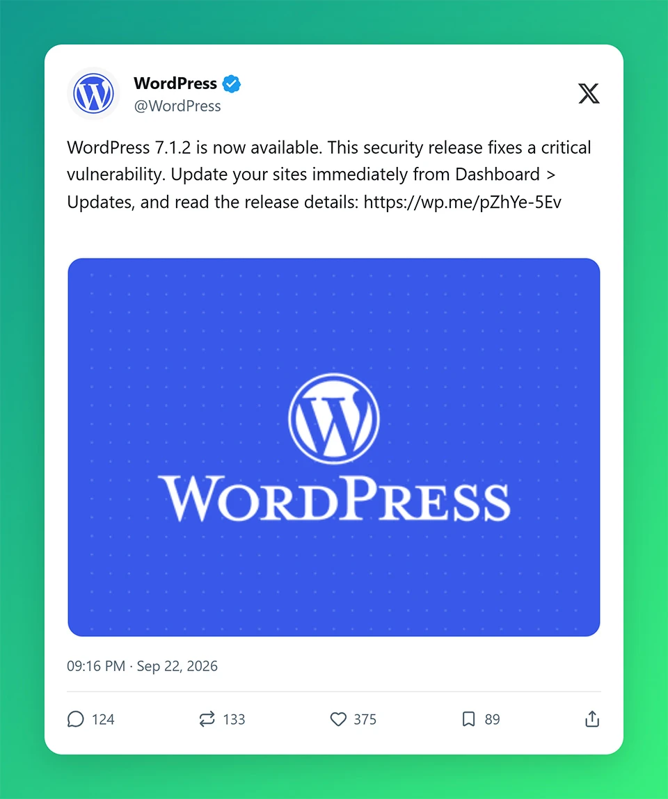WordPress tung 7.1.2 vá lỗ hổng bảo mật nghiêm trọng